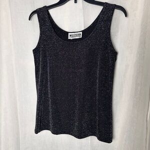3/$20‎ 💥 Vintage Tank Top Western Connection Black Shimmery Sleeveless Stretchy